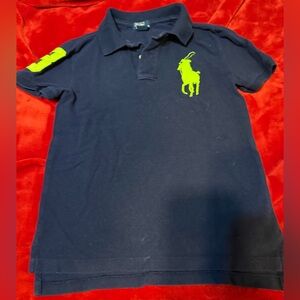 Polo by Ralph Lauren Kids Shirt in Dark Blue with Bright Green Accents